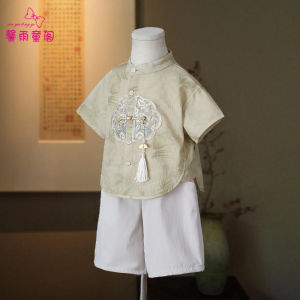 New Chinese Style Childrens Suit Boys Daily Tang Costume Summer Performance Thin Model Traditional Classical Flag Robe