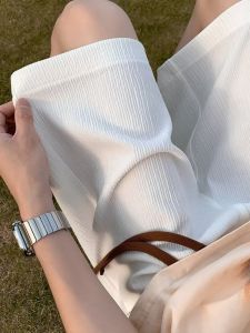 American Trend Ice Silk Texture Mens Shorts Summer Casual Thin Loose Breathable Five-Quarter Pants Straight Leg Fit All Seasons