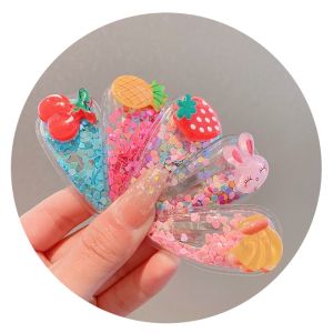 Kẹp Tóc Hình Trái Cây Đính Kim Sa Lấp Lánh Đáng Yêu Cho Bé-JADO SHOP