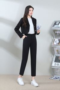 (READY STOCK)Woman’s High Waist OL Suit Fabric Long Pants Office Wear with Pocket