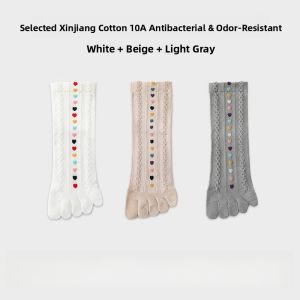 miiow | Womens Five-Finger Mid-Calf Socks Breathable Antibacterial Sweat Absorbent Cotton Blend Comfortable All-Season Solid Color Socks