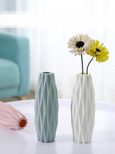 Nordic Style Flower Vase Lightweight Morandi Ceramic-Like Pot for Home Decor Tabletop Hydroponic Flower Pot Floral Art Ornament