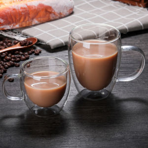 Digeo Transparent Double Wall Glass Cup Coffee Mug Heat Resistant Cup With Handle 150ml/250ml/350ml