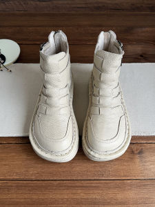 Casual Comfortable Short Martin Boots Leather round Toe Thick Bottom Heightening Boots Forest System Retro Cowhide Boots