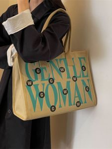 กระเป๋าผ้าใบ Tote Bag ทรงสี่เหลี่ยมจัตุรัส ความจุขนาดใหญ่ กระเป๋าใส่โน้ตบุ๊ก 16 นิ้ว กระเป๋าสะพายไหล่ผู้หญิง กระเป๋าแฟชั่น 2023 ใหม่ล่าสุด