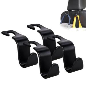 4pcs Black Car Seat Headrest Hook Handbag Wallet Jacket Universal