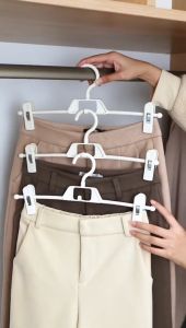 Multifunction Hanger for Clothes Skirt Clip Hanger Stackable Pants Hanger Extendable Pants Clip