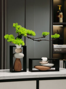 New Chinese Style Ceramic Green Plant Office Decorations Entrance Hall Bedroom Living Room Decorative Accessories Half Handmade