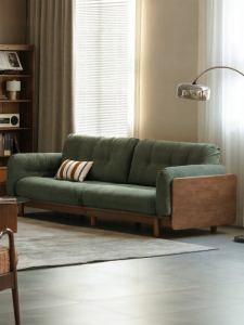 WEISHA | Leather Real Wood Sofa for Living Room Modern Minimalist 3-Seater