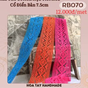 Ren Thô Cotton Họa Tiết Hoa Cổ Điển Bản 7.5cm RB070