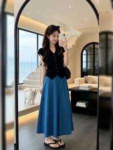 NIUVIES | New Blue Polo Dress for Petite Women Summer Korean Style