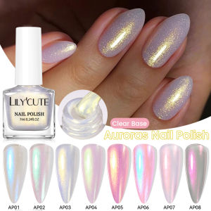 LILYCUTE 7ml Auroras Glitter Nail Polish Colorful Bright Shining Shell Effect Nail Art DIY Decoration No Need of Lamp to Cure