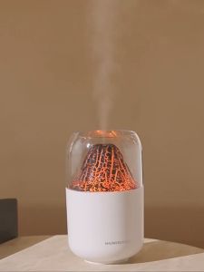 Volcano Humidifier 300ml Bedroom Colorful Usb Essential Oil Diffuser Flame HumidifierDesktop Silent Humidifier Night Light
