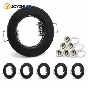 JOYINLED 6PCS Recessed Spotlight Frames with GU10 Socket Holders Ceiling LED Downlight Fittings for Kitchen Cabinet 60mm Cutout