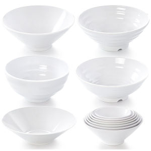 White Plastic Melamine Bowl for Noodle House Beef Noodle Soup Bowl Commercial Use Large Size 7.5 Inches Chinese Style