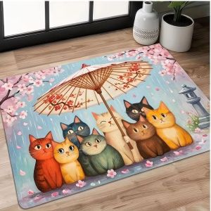 VIKAMA Bầu Trời Đầy Sao In Hình Mèo Thảm Mặt Trăng Chòm Sao Ngôi Sao Thảm Trải Sàn Chống Trơn Trượt Cho Lối Vào Phòng Ngủ Phòng Học Trang Trí Nhà Polyester