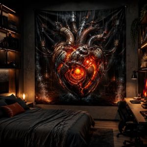 VIKAMA Gothic Dragon Skull Blacklight Tapestry Neon Galaxy Psychedelic Trang Trí Tường Cho Phòng Ngủ Ký Túc Xá Chơi Game - Polyester Treo Tường