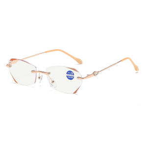 JN IMPRESSION Fashionable Cut Edge Glittery Starlight Women's Rimless Reading Glasses