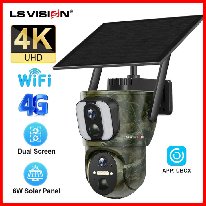 LS VISION 4K 8MP 4G/WIFI Dual Lens Solar Camera Smart Linkage Outdoor  Waterproof Wireless CCTV Humanoid Tracking PTZ Security IP Camera for  Garden