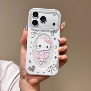 Sanrio | Gold Plated Frame Ballet Hello Kitty Phone Case Protector Shockproof Clear Soft Transparent Cover For iPhone 17 16 15 17 Pro Max