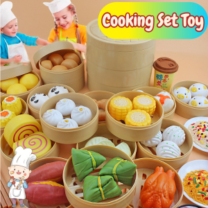 Kids Mini Cooking Toy Set Simulation Chef Kitchen Toys Dimsum Breakfast Steamer Pretend Play Home Interactive Toys