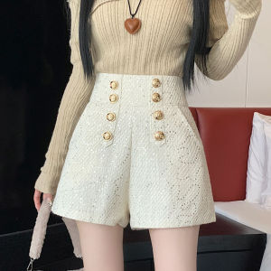 Quần Short Ống Rộng Cạp Cao Thường Ngày Cho Nữ Mùa Thu Đông Phong Cách Hàn Quốc Quần Nỉ Rộng Rãi Thoải Mái