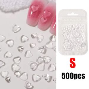 1/2/3/5bag 3D Heart Nail Charms and Gems Clear Resin Crystal Jewelry Diamonds for Manicure DIY Love Hearts Rhinestones Flat