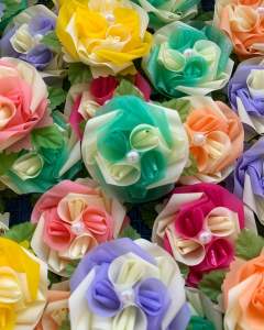 โปรยทานงานบุญงานบวช ดอกเห็ดเจ็ดชั้น25ชิ้นคละสี