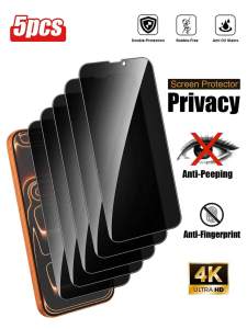 5 Pack Anti-Privacy Tempered Glass Screen Protector Compatible With 17 Pro Max 17 Air 16 Pro 16 15 14 13 12 11 16e Plus X XS XS