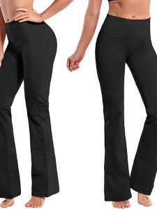 กางเกงขายาวทรงขาบานเอวสูงสำหรับผู้หญิง กางเกงขายาวทรงขาบานยืดหยุ่นสูง กางเกงขายาวลำลองสำหรับผู้หญิงในฤดูใบไม้ร่วงปี 2022