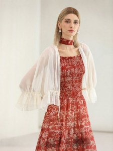COCOBELLA | French Romantic White Lace Ruffle Chiffon Blouse