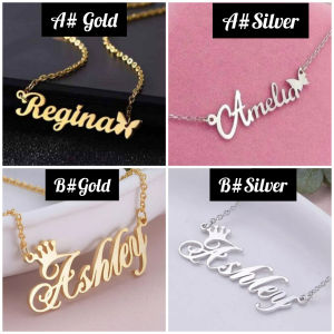 Kalung Liontin Custom Nama Sendiri Titanium&Gold ANTI KARAT