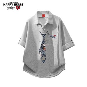 CHARLES JANGS HAPPY HEART | Two-in-One Design Polo Shirt with Heart Bowtie Print