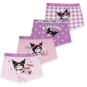 4-Piece Children Boxer Cotton Underwear Lovely Character Kuromi Melody Cartoon Girls Panties Soft Breathable Baby Girl Boyshorts