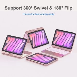 COCOQAC Touchpad keyboard 2021 iPad Mini 6 Keyboard Case 8.3-inch 2021 360 Swivel Ipad 10th 2022 10.9inchipad 10.2 inch 7th 8th 9th Gen Touchpad 7 Colors Wireless Backlit Keyboard for iPad Mini 6th Generation ipad pro 11 Slim Folio Protective Cover