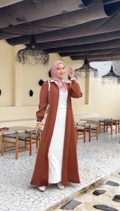 HAYNA Elodie Dress (Wood) - Daily Dress 4 in 1 Style Busui Friendly Korean Style Gamis Wanita Muslim
