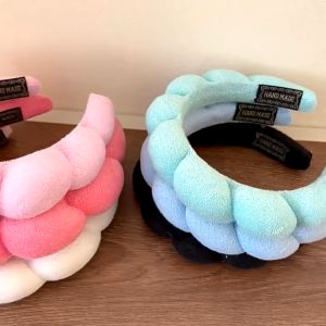 European Style Sponge Headband Color Bubble Hemp Pattern Hair Hoop Sponge Thickened Headband Twist Womens Colorful Cloud Sponge Hair Band
