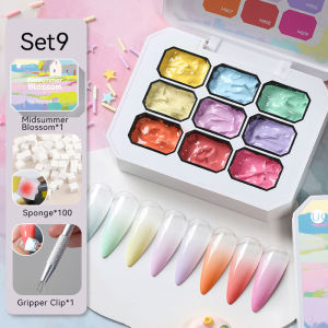 UR SUGAR 4 In 1 Pat Painting Gel Nail Polish Set 9 Colors Semi Permanent Soak Off UV LED Nails With Sponge Gradient For Nail DIY