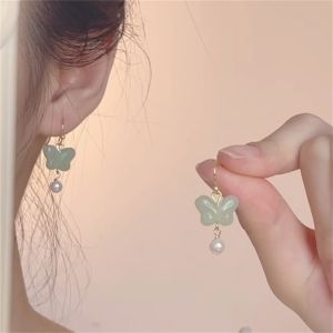 Zoozmini จี้ผีเสื้อต่างหูสไตล์สด Epoxi ใหม่จีน Retro แฟชั่นเครื่องประดับหูสําหรับผู้หญิง Gold Plated Silver