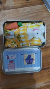 Bunny Plush Toy in a Tin Plush Mini Tin Box Rabbit Mini Plush Toy Set