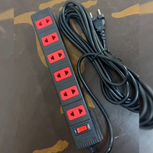 Ổ cắm điện đa năng Điện Quang ECO ĐQ ESK 5BR 62ECO (6 Lỗ 2 chấu dây dài 5m màu đen đỏ) công suất 2500W tự ngắt khi quá tải BH 12 tháng