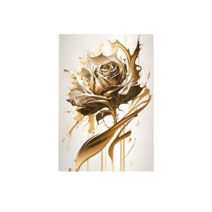 Large Size Golden Floral Art Posters Gold Rose Wall arts Abstract Flowers Prints for Living Room OfficeWall Decor No Frame