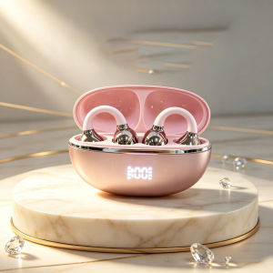 Open Ear Clip Wireless Earbuds Bluetooth 5.4 OWS Headphones Digital Display Zero Pressure HiFi Stereo Sports Headset With Mic
