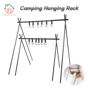 Camping Triangle Hanging Rack Aluminum Alloy Tripod Shelf Stand Cookware Tableware Organizer Hanger