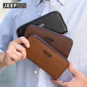 JEEP SPIRIT Mens Wallet Long 2023 New Clutch Bag Large Capacity Clutch Fashion Wallet Multi-card Zipper Wallet