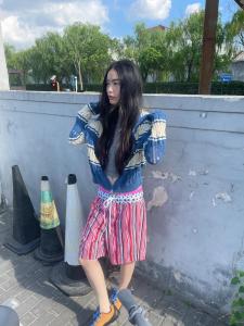 Retro Japanese Style High Waist Elastic Wide Leg Pants Womens Summer New Star Splicing Stripe Shorts Casual Straight Leg Trousers