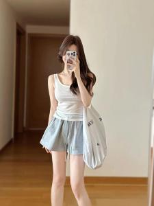 Quần Short Cotton A-line Thường Ngày Quần Nỉ Có Dây Rút Quần Dài Đến Giữa Bắp Chân Quần Dài Mùa Hè Đa Năng Quần Dài Thoải Mái