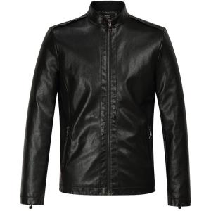 Enjeolon | Mens Windproof Slim Fit PU Leather Jacket
