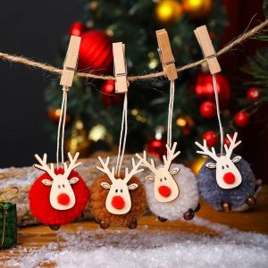 YESPERY 🎄Ready Stock🎄Cute Felt Wooden Elk Christmas Tree Hanging Pendant Deer Craft Ornament Christmas Decorations
