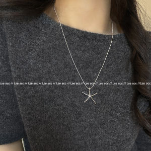 Minimalist Silver Starfish Pendant Necklace Womens Unique Design Cold Style High-End Clavicle Chain Lightweight Luxury Neck Chain Accessory